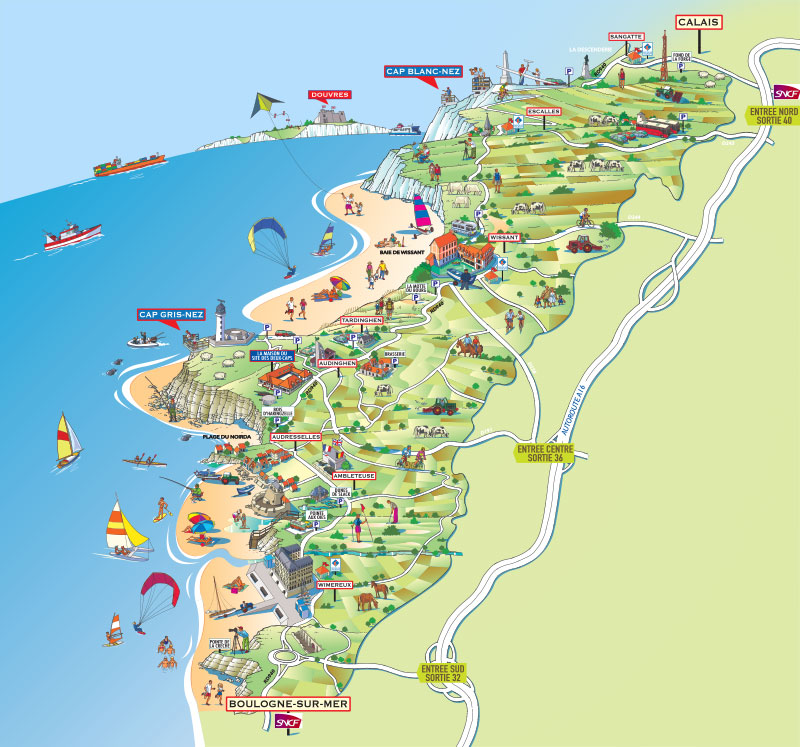 Carte illustration du Grand Site de France des Deux-Caps