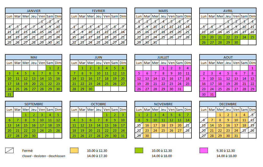 horaires d'ouverture 2021 - Maison de Site